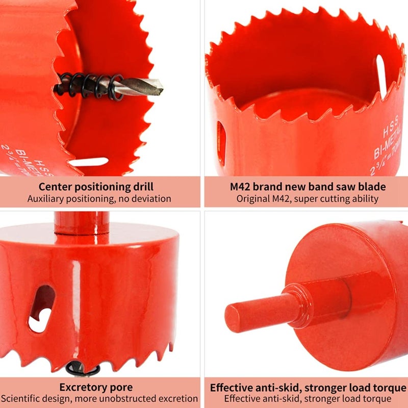 Laiwei Hole Saw Drill Bit LAIWEI HSS Hole Cutter with Arbor for Wood(2-3/32"(53mm Hole Saw)) - Image 3